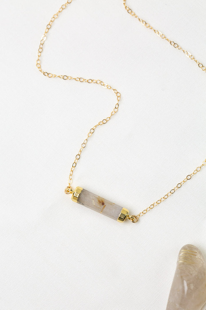 Alchemy 15-17" Gold Rutilated Quartz Simple Necklace