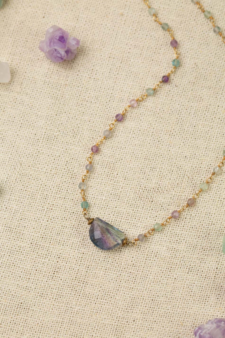 Aspire 16-18" Rainbow Fluorite Half Circle Simple Necklace