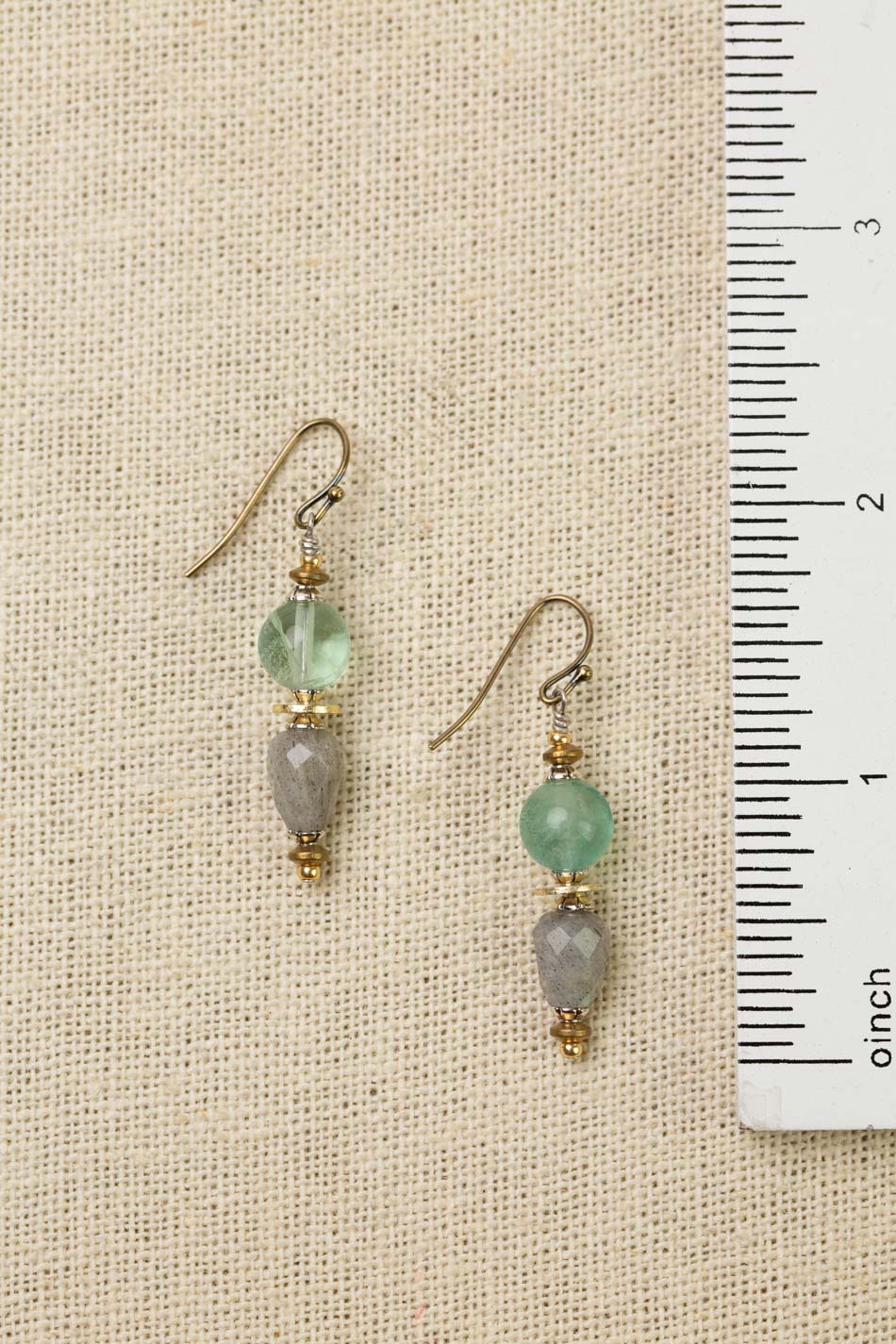 Aspire Faceted Labradorite And Green Fluorite Simple Earrings