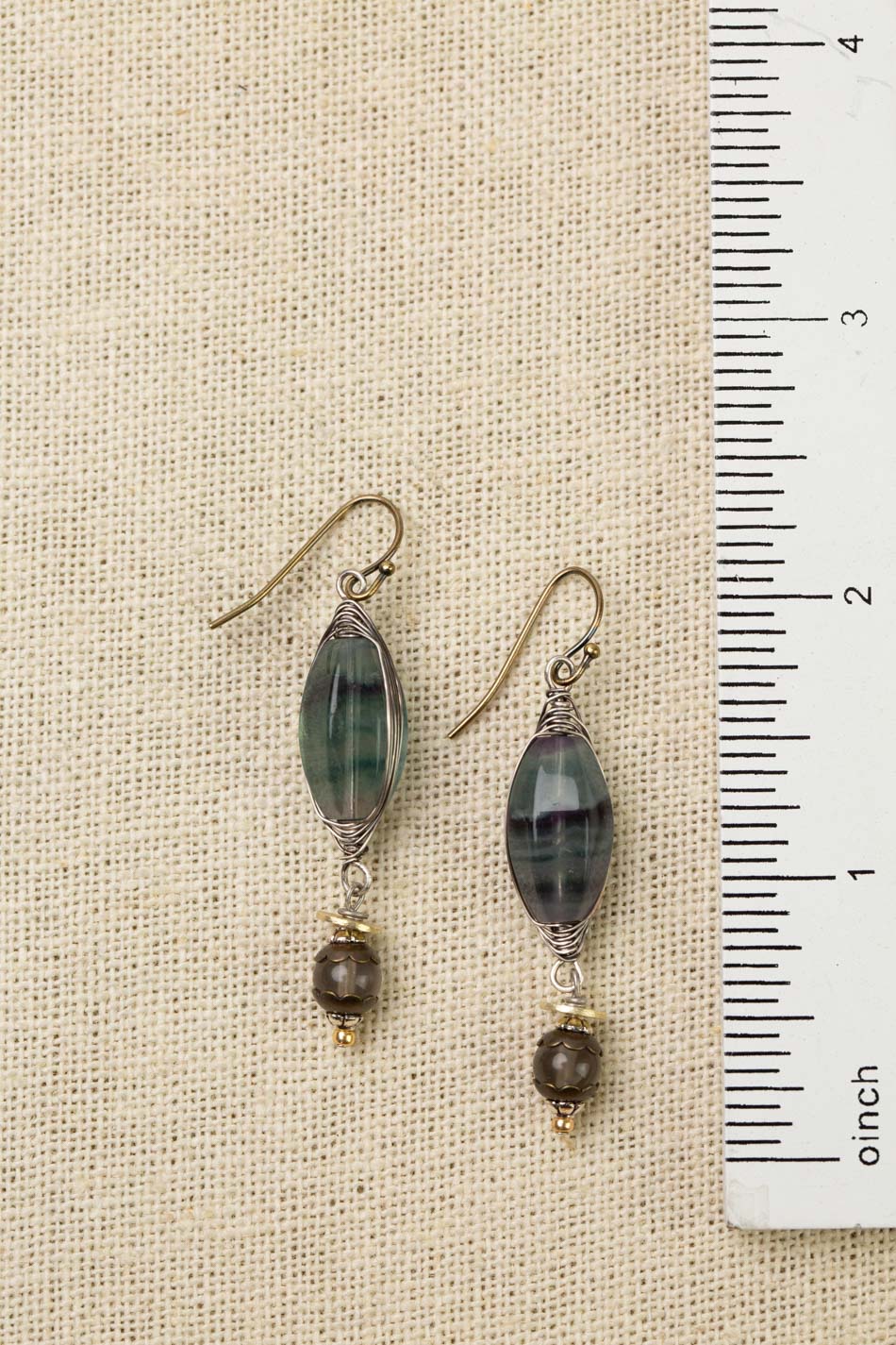 Aspire  Fluorite With Labradorite Dangle Herringbone Earrings