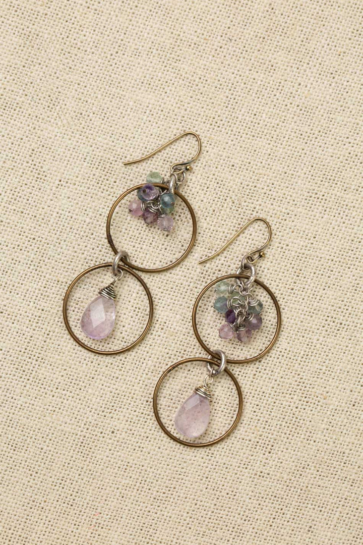 Aspire Faceted Fluorite And Czech Glass Cluster Earrings