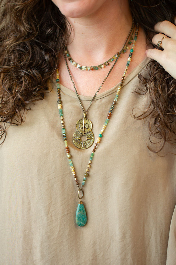 Atlas 19.5-21.5" Antique Brass Pendant Statement Necklace
