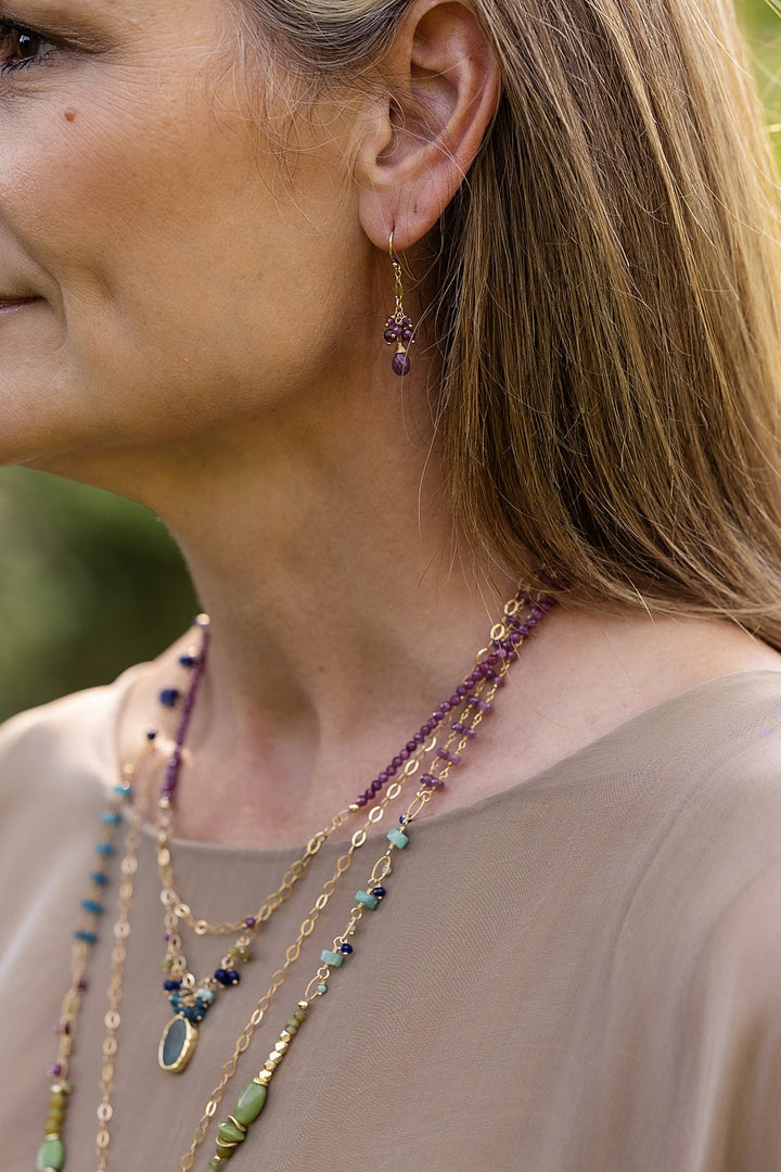 Aurora Faceted Ruby Drop Briolette Cluster Earrings