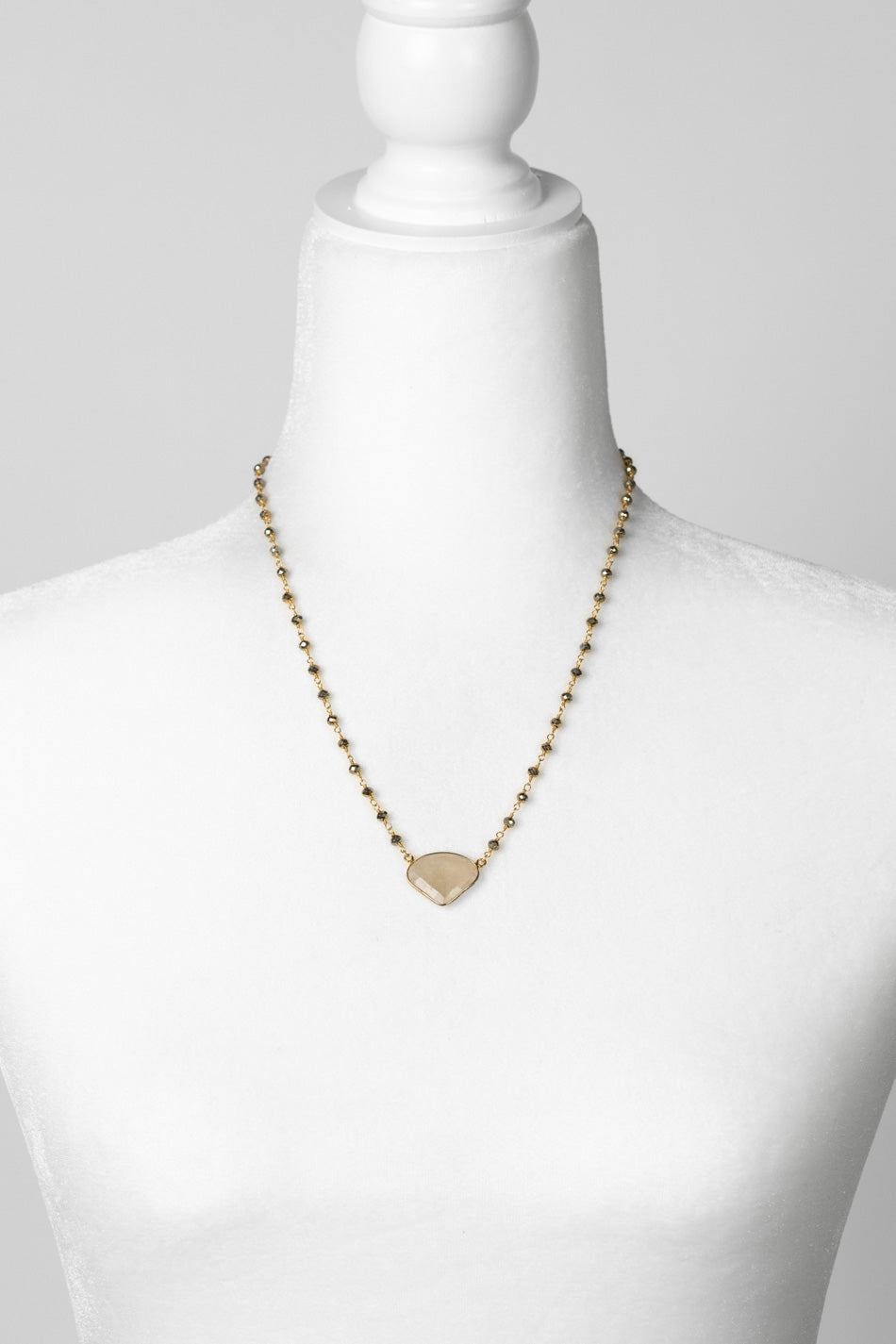 Alchemy 20.75-22.75" Pyrite Chain With Golden Rutilated Quartz Simple Necklace