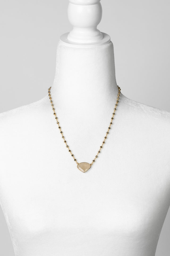 Alchemy 20.75-22.75" Pyrite Chain With Golden Rutilated Quartz Simple Necklace