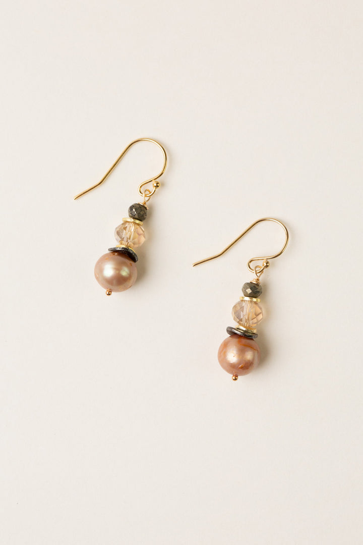 Alchemy Pearl, Crystal, Pyrite Simple Earrings