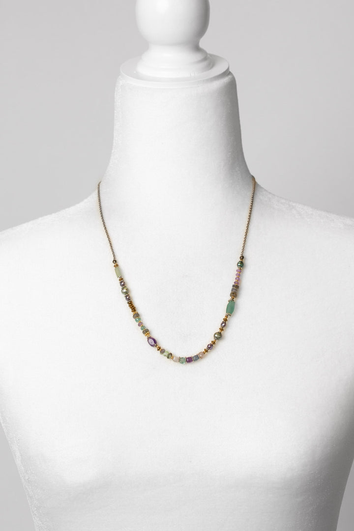 Aspire 20-22" Roman Glass, Amethyst, Labradorite Collage Necklace