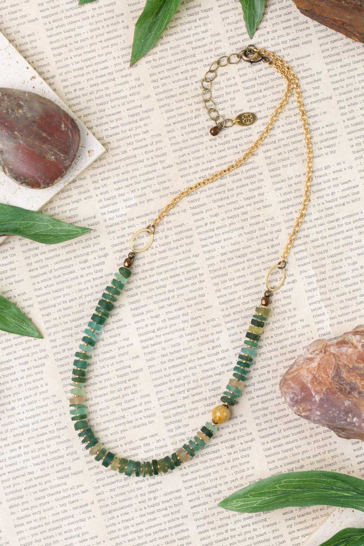 Atlas 19-21" Roman Glass, Czech Glass, Labradorite Simple Necklace