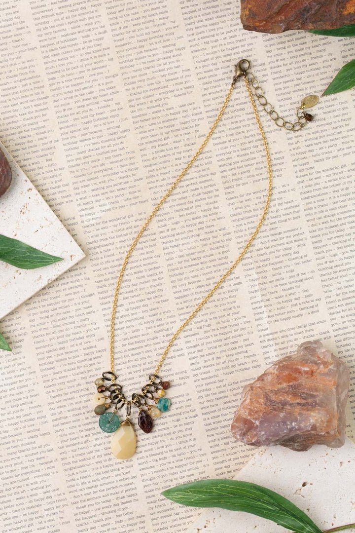 Atlas 16-18" Honey Opal, Roman Glass, Czech Glass Simple Necklace