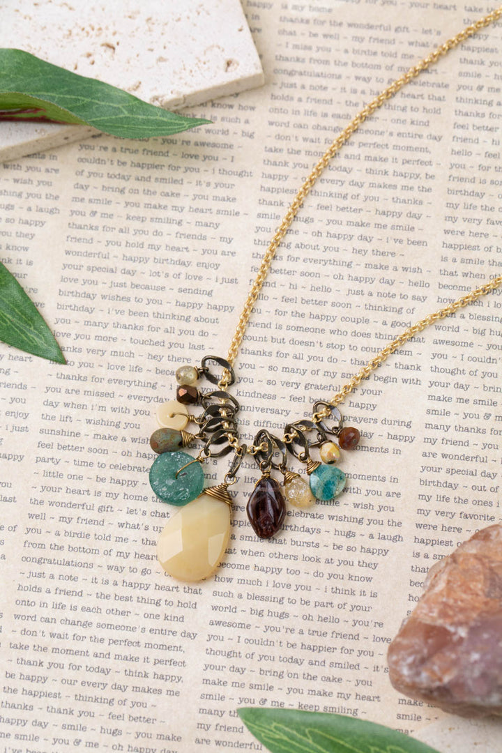 Atlas 16-18" Honey Opal, Roman Glass, Czech Glass Simple Necklace