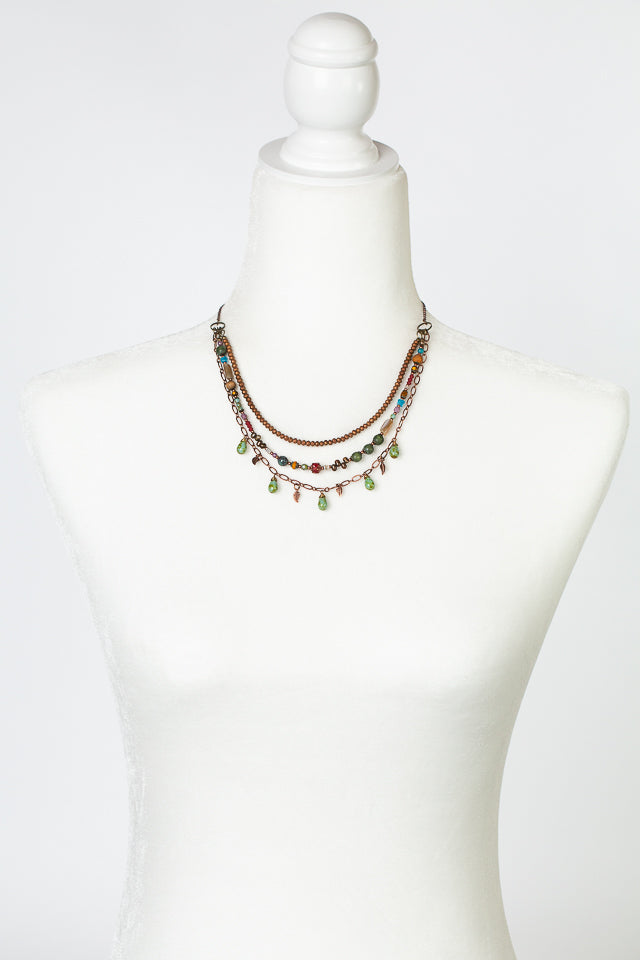 Bohemia 16.25-18.25" Czech Glass, Neon Apatite Multistrand Necklace