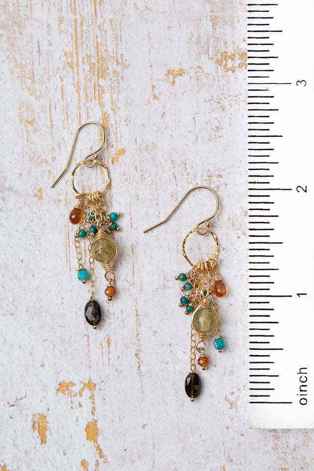 Bonfire Cats Eye Chrysocolla, Turquoise With Cat's Eye Statement Earrings