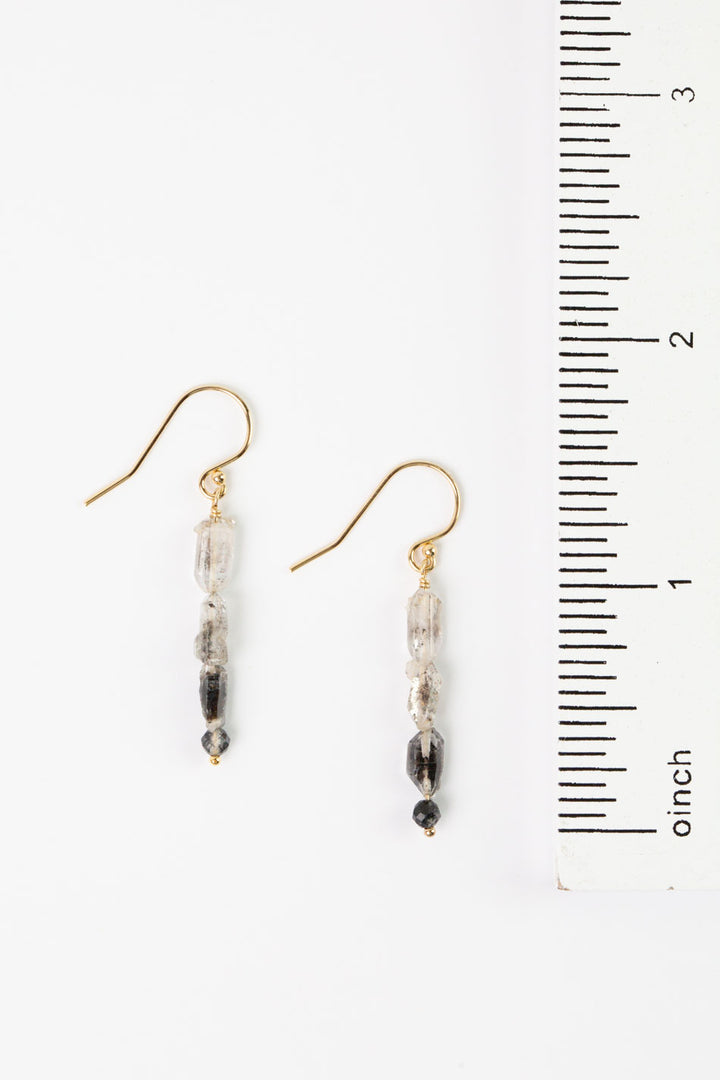 Black Rutilated Quartz Black Tourmaline, Rutilated Quartz Points Simple Earrings