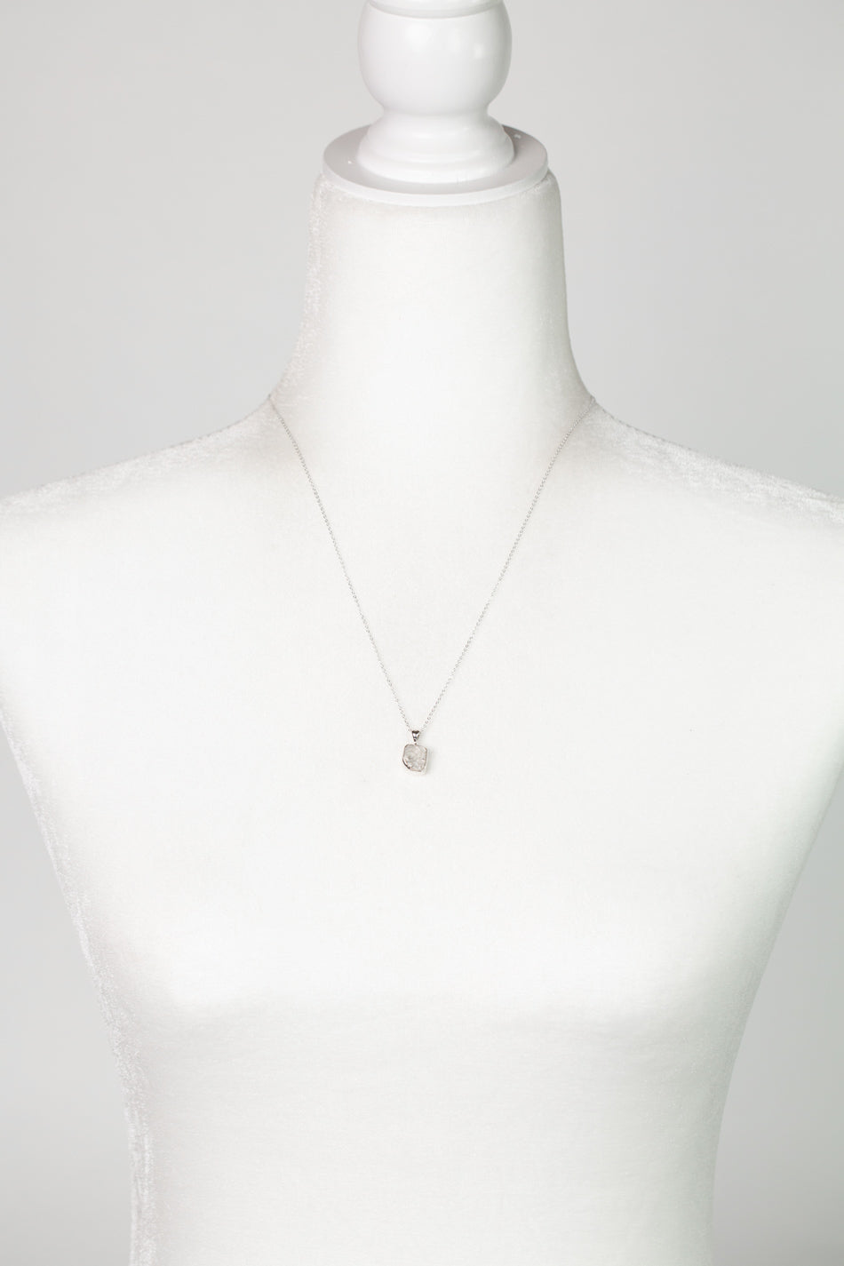 Birthstone 16-20.5" April Natural Herkimer Diamond Pendant Necklace And Earrings Set