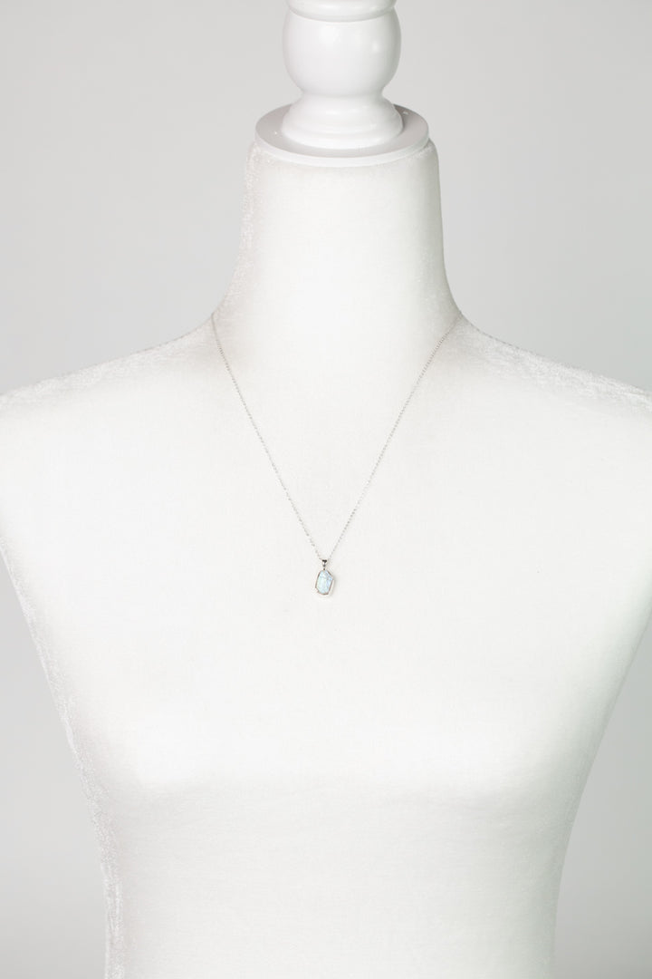 Birthstone 16-20.5" June Natural Rainbow Moonstone Pendant Necklace And Earrings Set