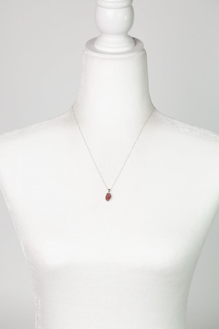 Birthstone 16-20.5" October Natural Pink Tourmaline Pendant Necklace And Earrings Set