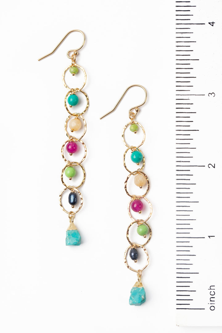 Cabo Pearl, Chalk Turquoise, Ruby Jade Statement Earrings