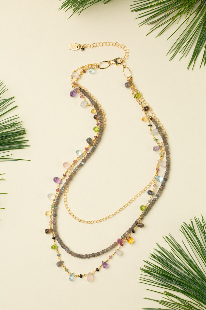 Celebrate 16-18" High Quality Gemstone Chain With Labradorite Multistrand Necklace