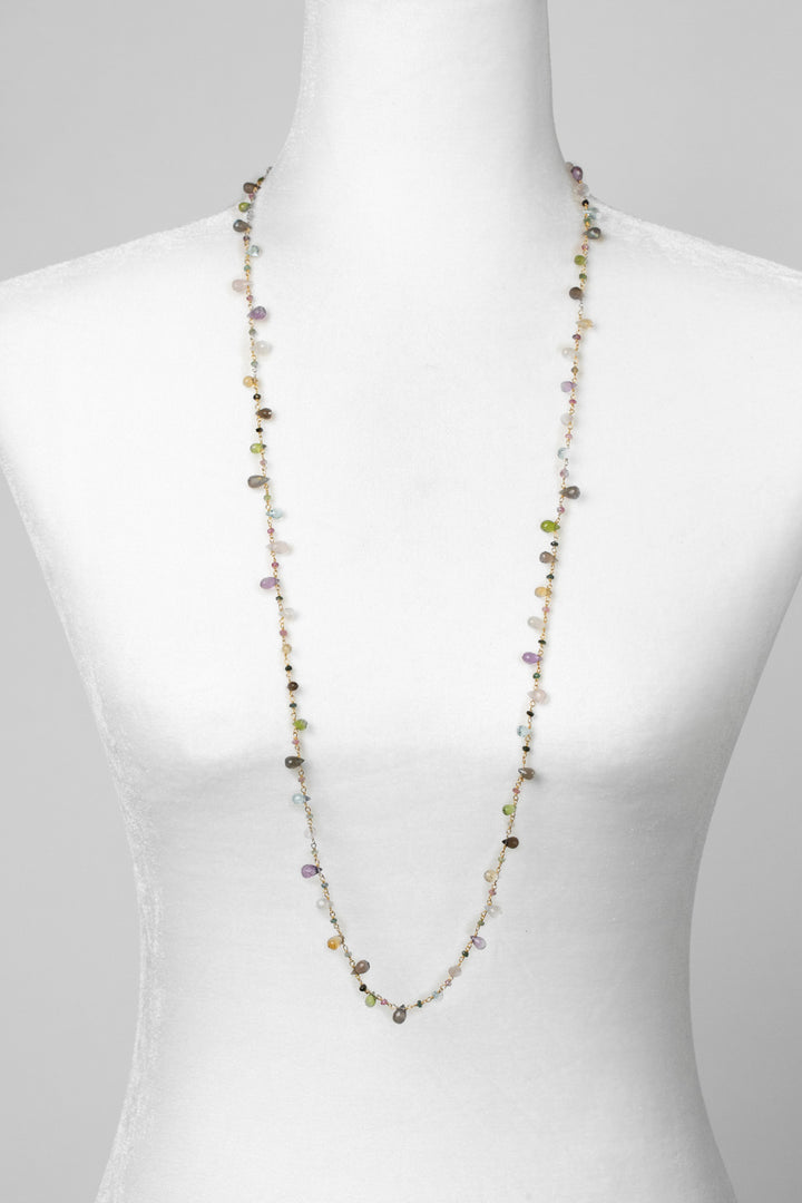 Celebrate 37-39" Faceted High Quality Gemstone Chain Statement Necklace