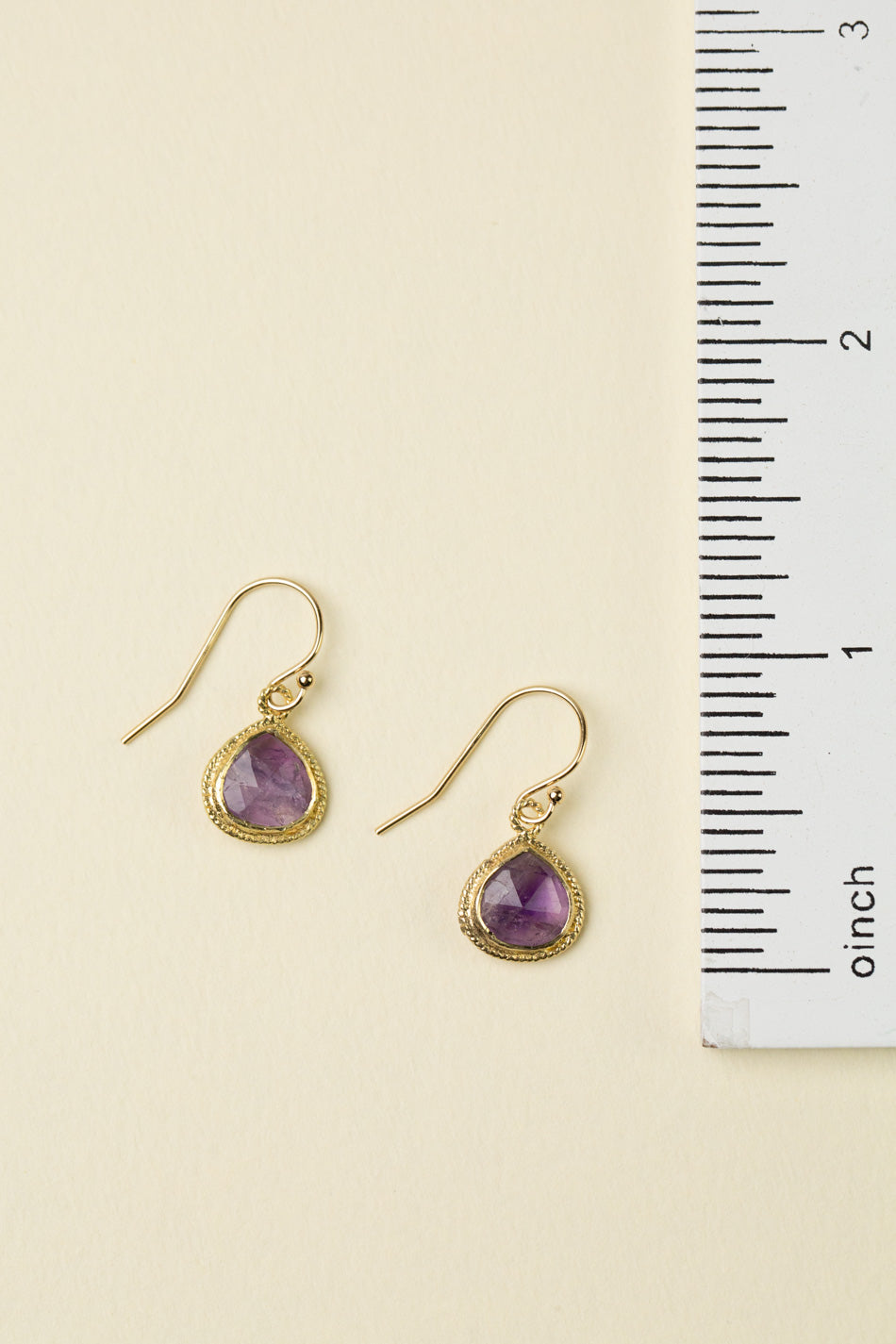 Celebrate Faceted Amethyst Gold Plated Bezel Simple Earrings