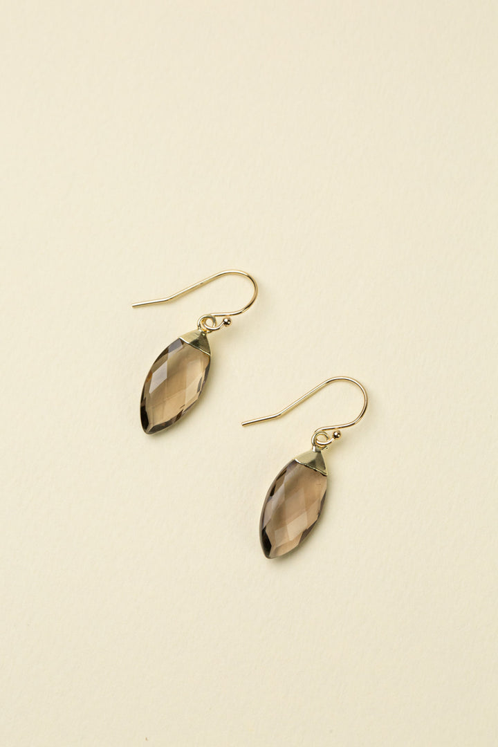 Celebrate Faceted High Quality Smokey Quartz Marquise Simple Earrings