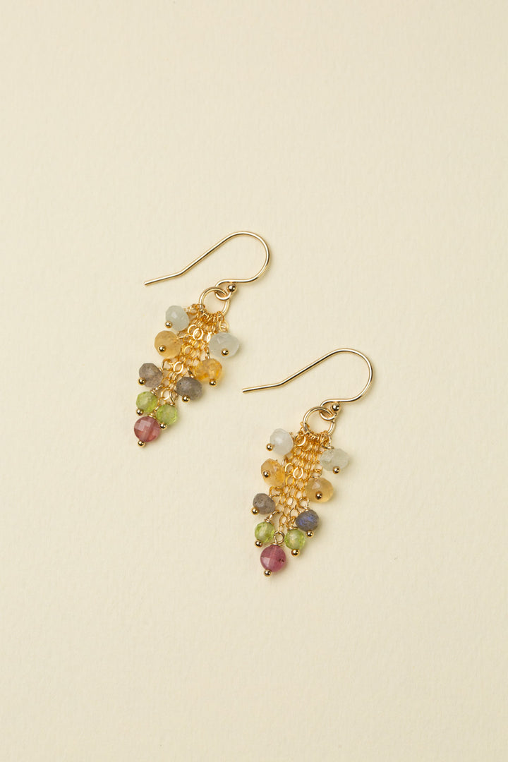 Celebrate Tourmaline, Peridot, Citrine Cluster Earrings