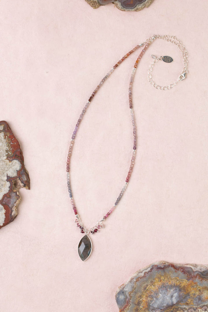 Celestial 20-22" Spinel With Labradorite Bezel Statement Necklace
