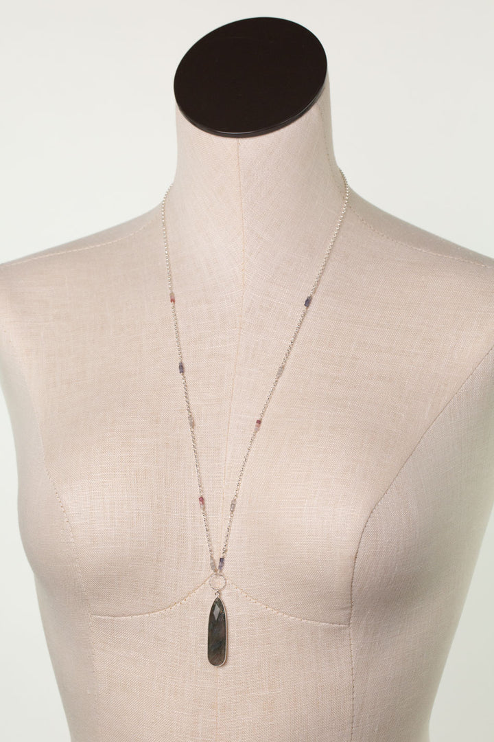Celestial 26.5-28.5" Spinel With Labradorite Bezel Focal Statement Necklace