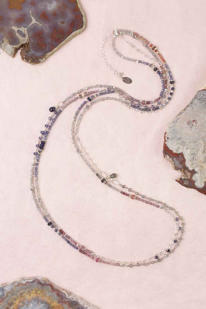Celestial 68.5-70.5" Spinel, Labradorite Collage Necklace