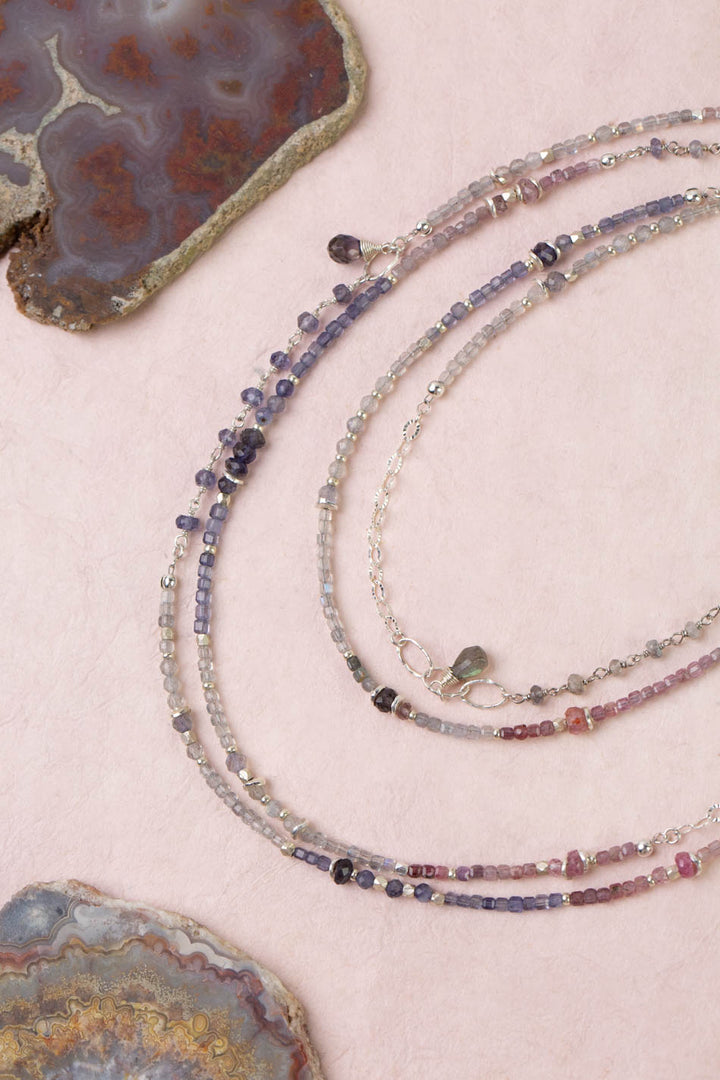 Celestial 68.5-70.5" Spinel, Labradorite Collage Necklace