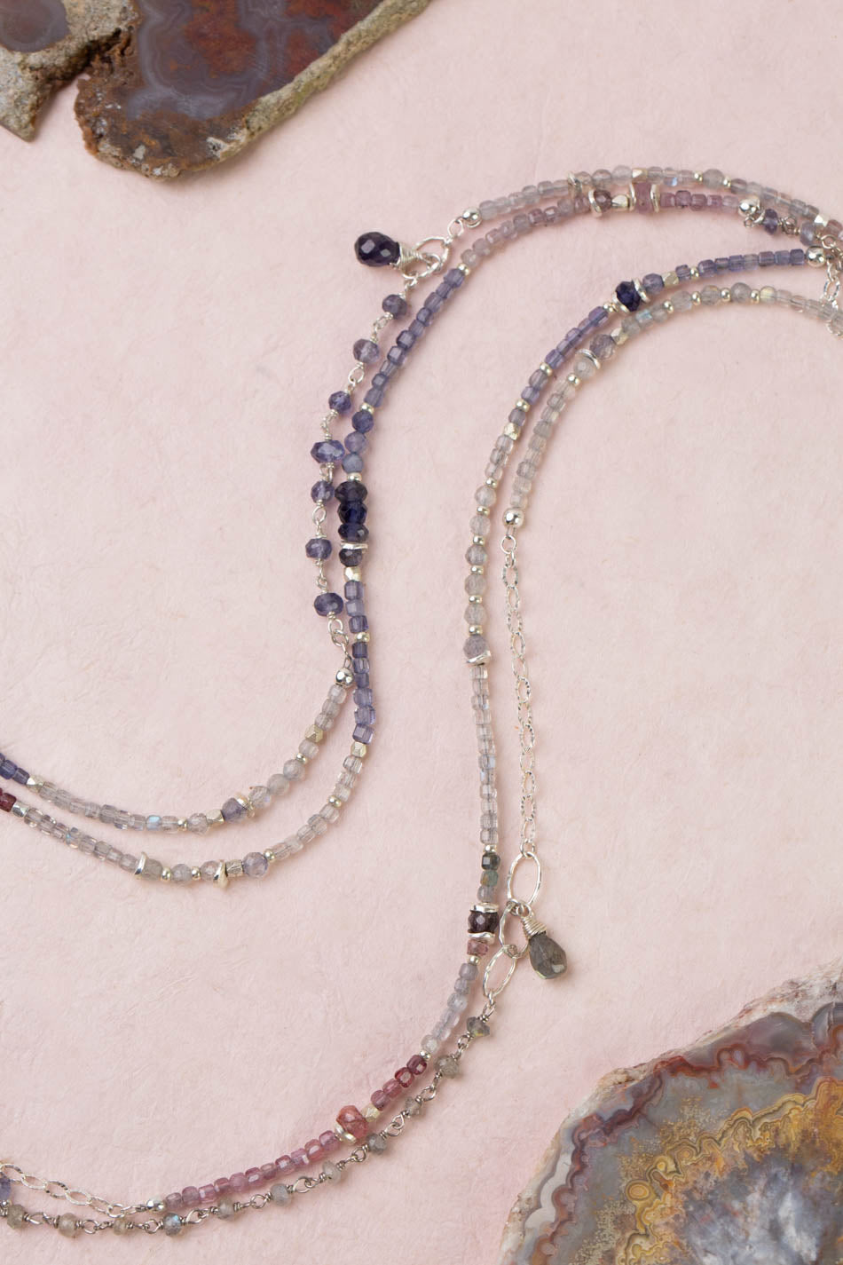 Celestial 68.5-70.5" Spinel, Labradorite Collage Necklace