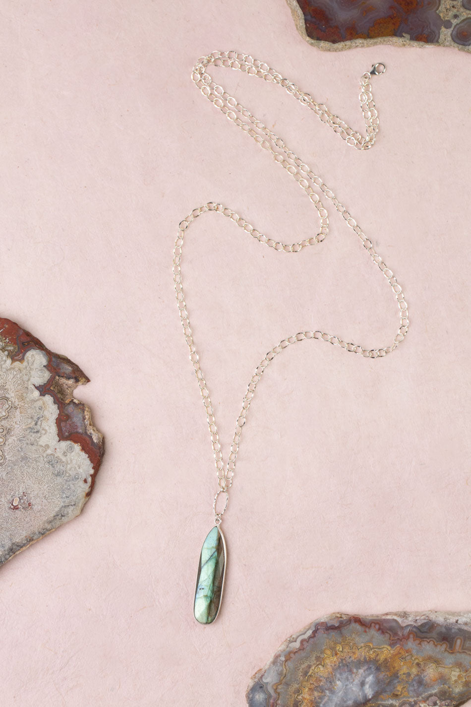 Celestial 16 or 32" Labradorite Bezel Statement Necklace