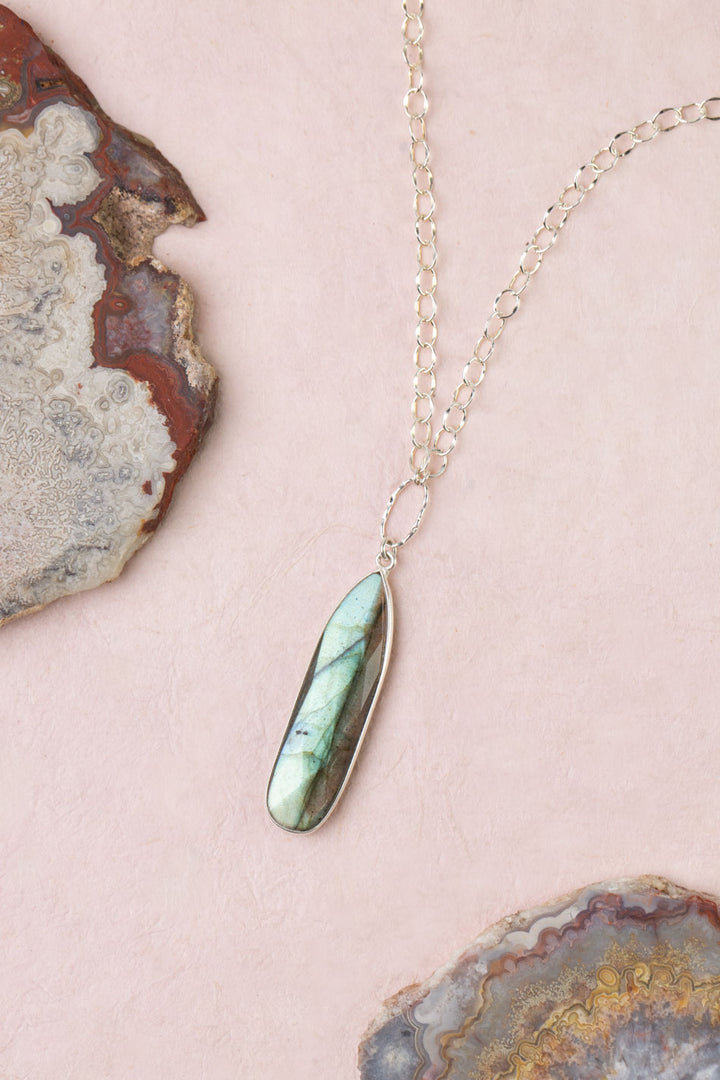 Celestial 16 or 32" Labradorite Bezel Statement Necklace