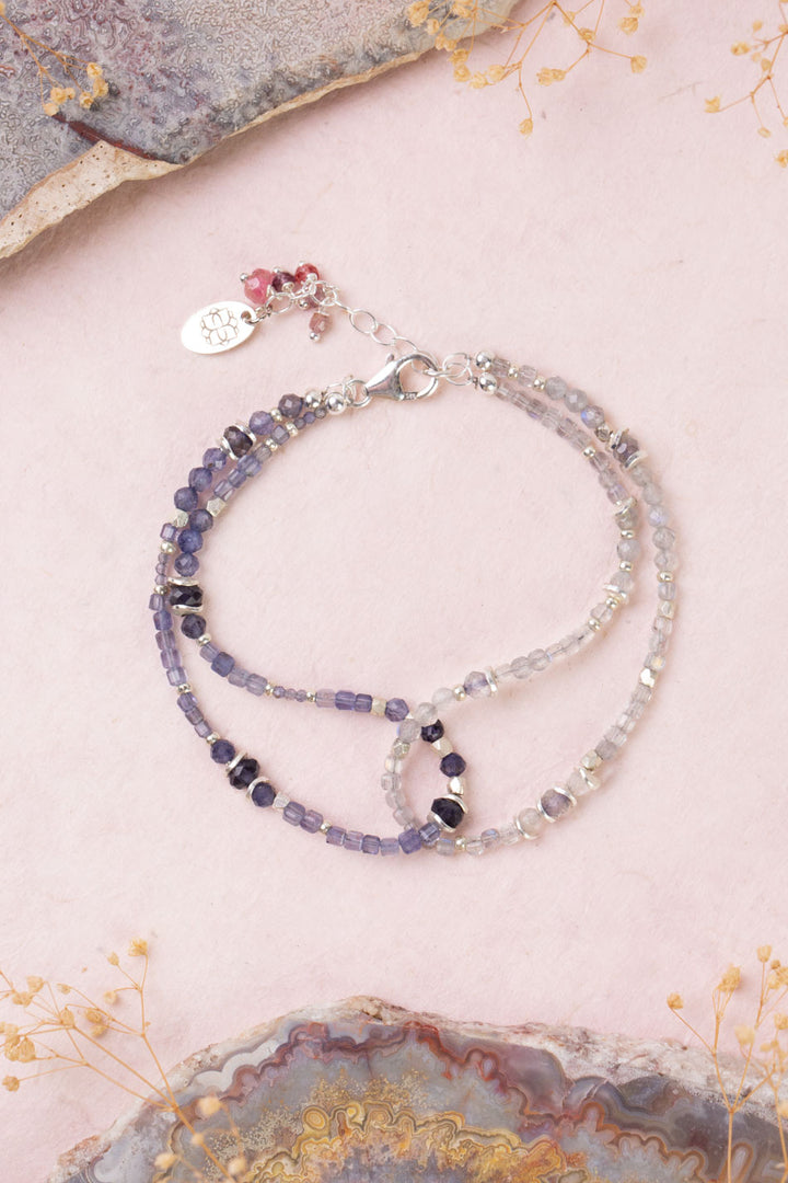 Celestial 7.5-8.5" Spinel, Labradorite Multistrand Bracelet