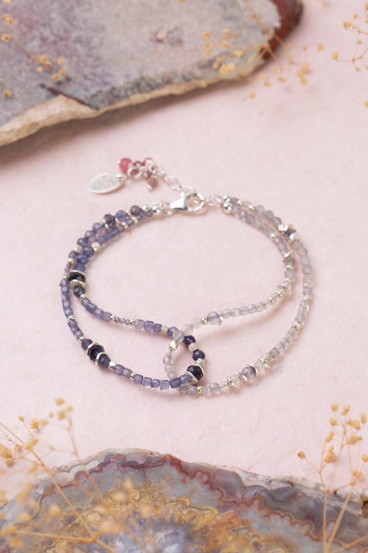 Celestial 7.5-8.5" Spinel, Labradorite Multistrand Bracelet