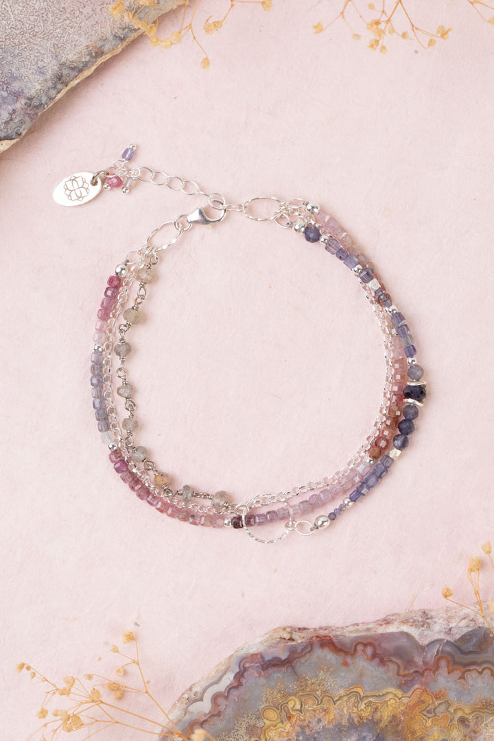 Celestial 7.5-8.5" Spinel, Labradorite Multistrand Bracelet