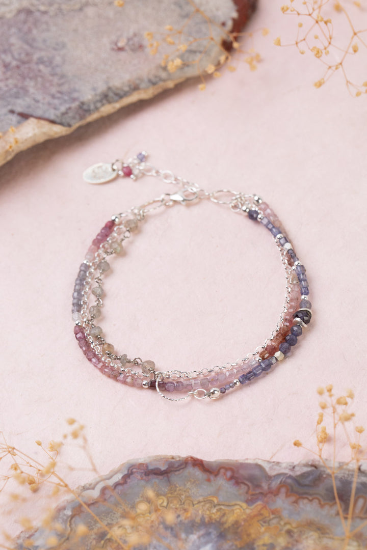 Celestial 7.5-8.5" Spinel, Labradorite Multistrand Bracelet