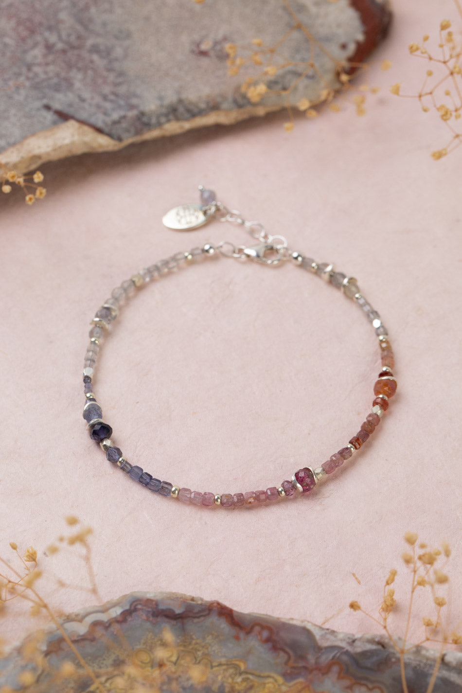 Celestial 7.5-8.5" Spinel, Labradorite Simple Bracelet