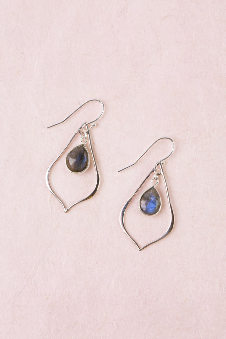 Celestial Labradorite Bezel Dangle Earrings