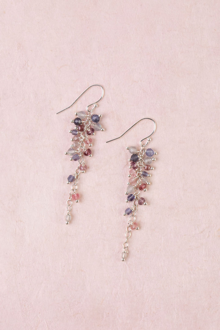 Celestial Labradorite, Spinel Cluster Earrings