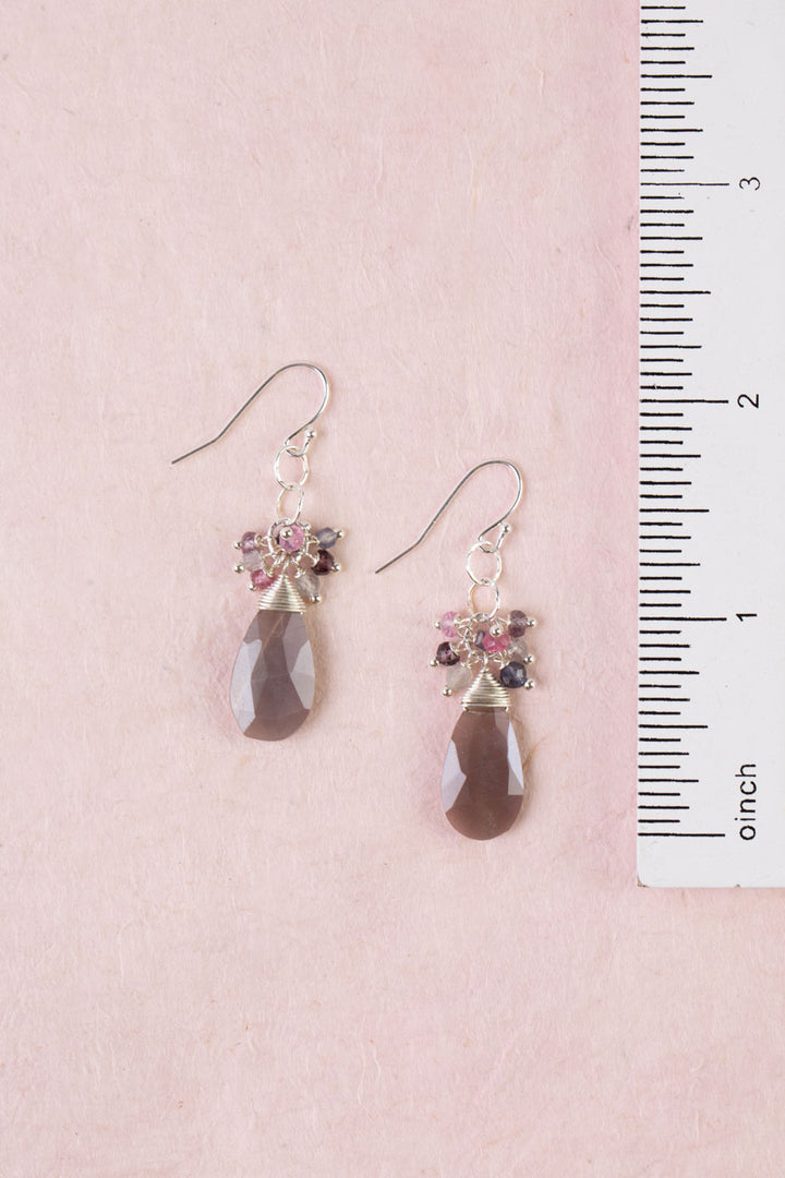 Celestial Moonstone Briolette, Spinel Statement Earrings