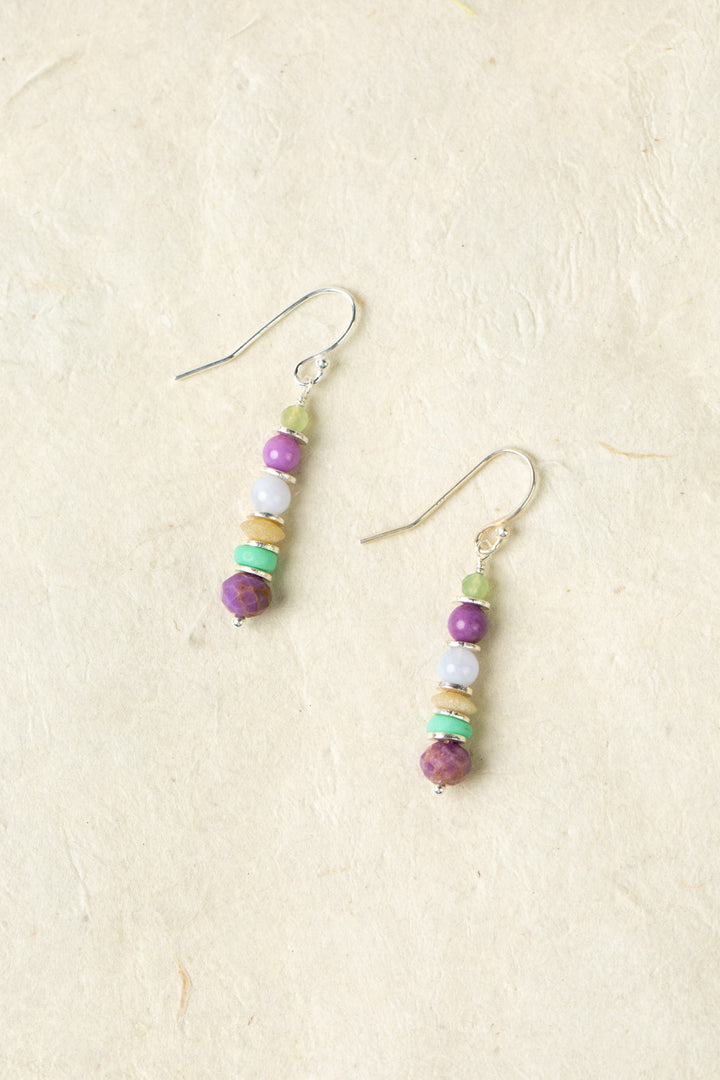 Cave Spring Phosphosiderite, Chrysoprase, Blue Lace Chalcedony Simple Earrings