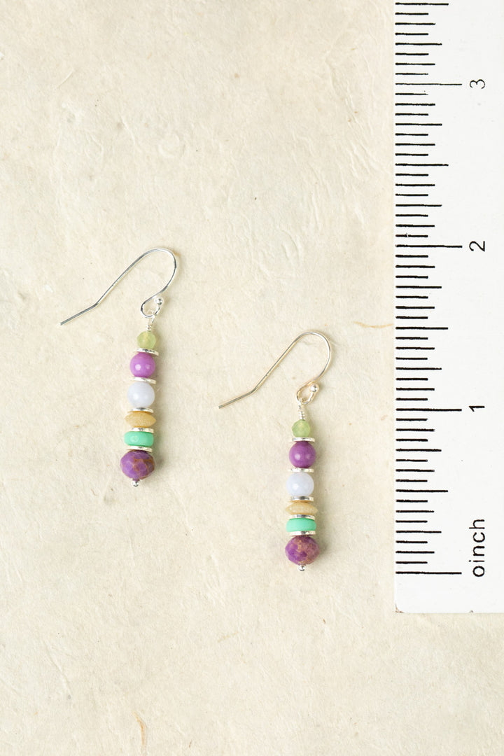 Cave Spring Phosphosiderite, Chrysoprase, Blue Lace Chalcedony Simple Earrings