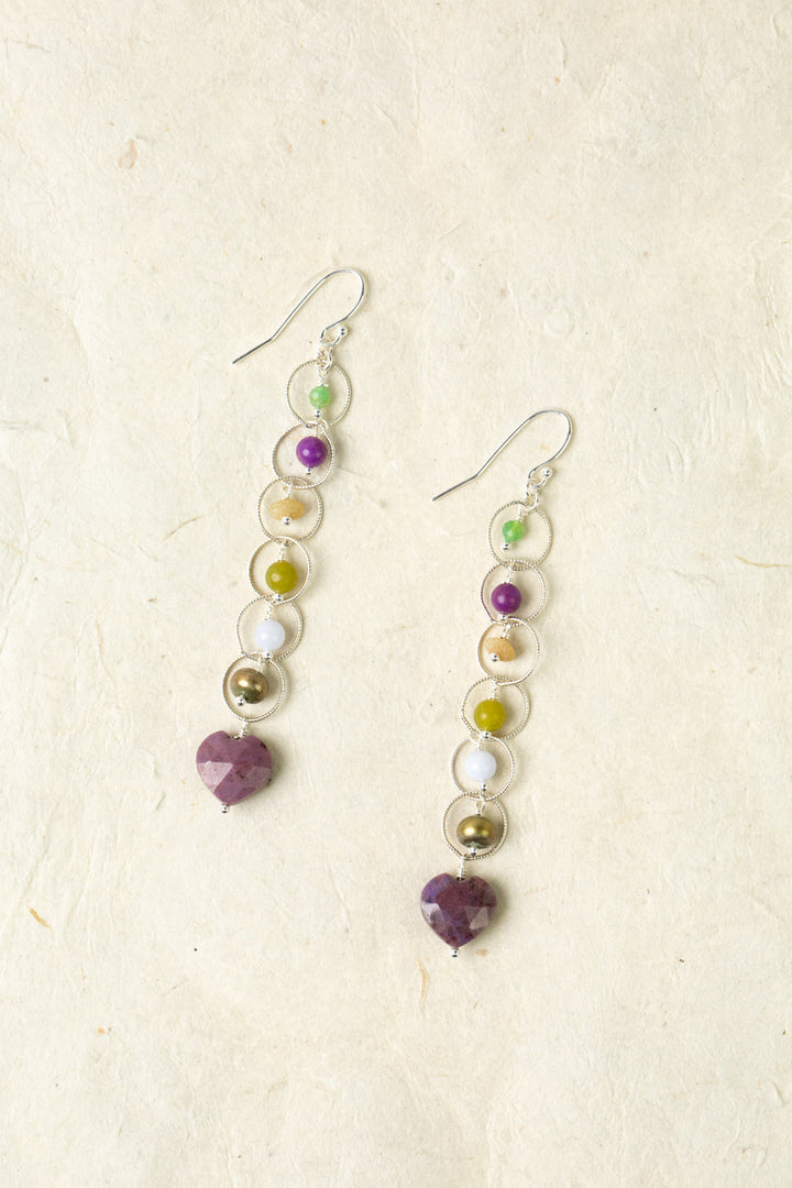 Cave Spring Freshwater Pearl, Olive Jade, Chrysoprase With Phosphosiderite Cluster Earrings