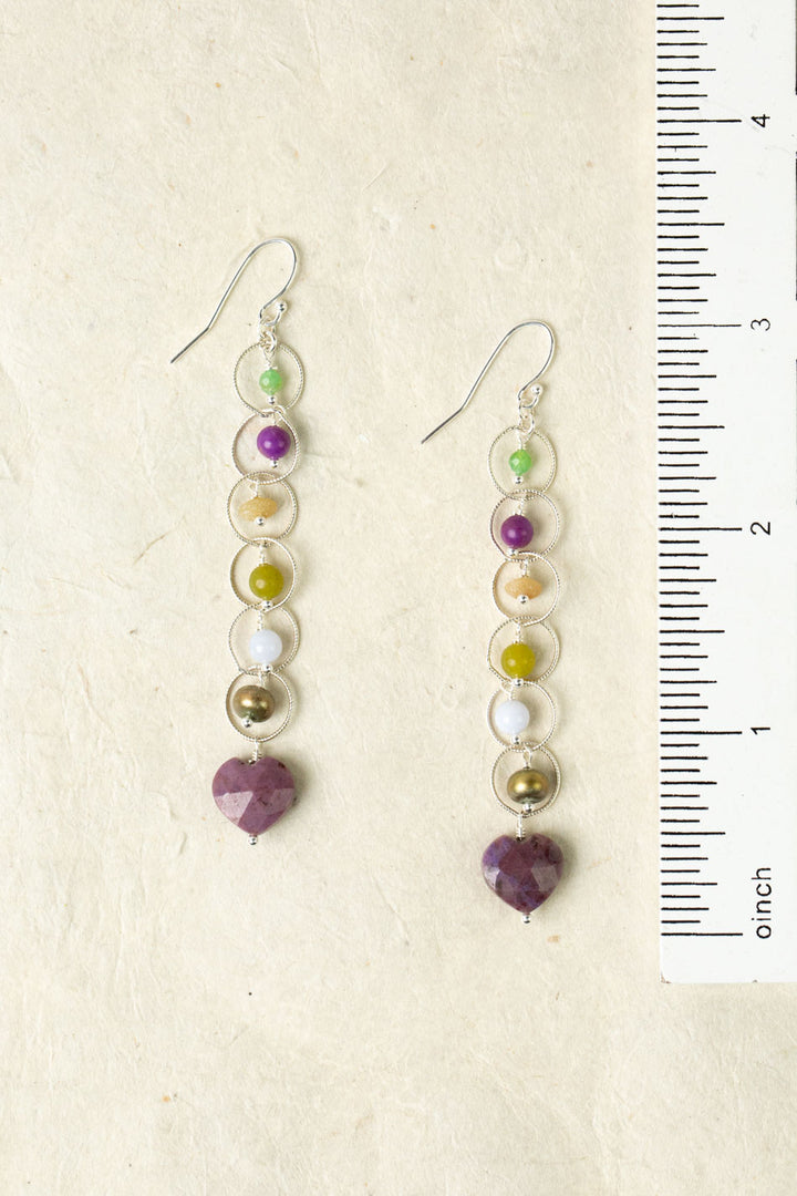 Cave Spring Freshwater Pearl, Olive Jade, Chrysoprase With Phosphosiderite Cluster Earrings