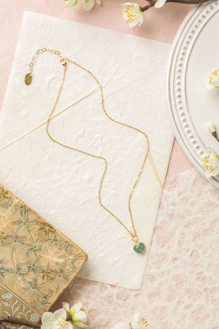 Contentment 16-18" Green Aventurine Simple Necklace