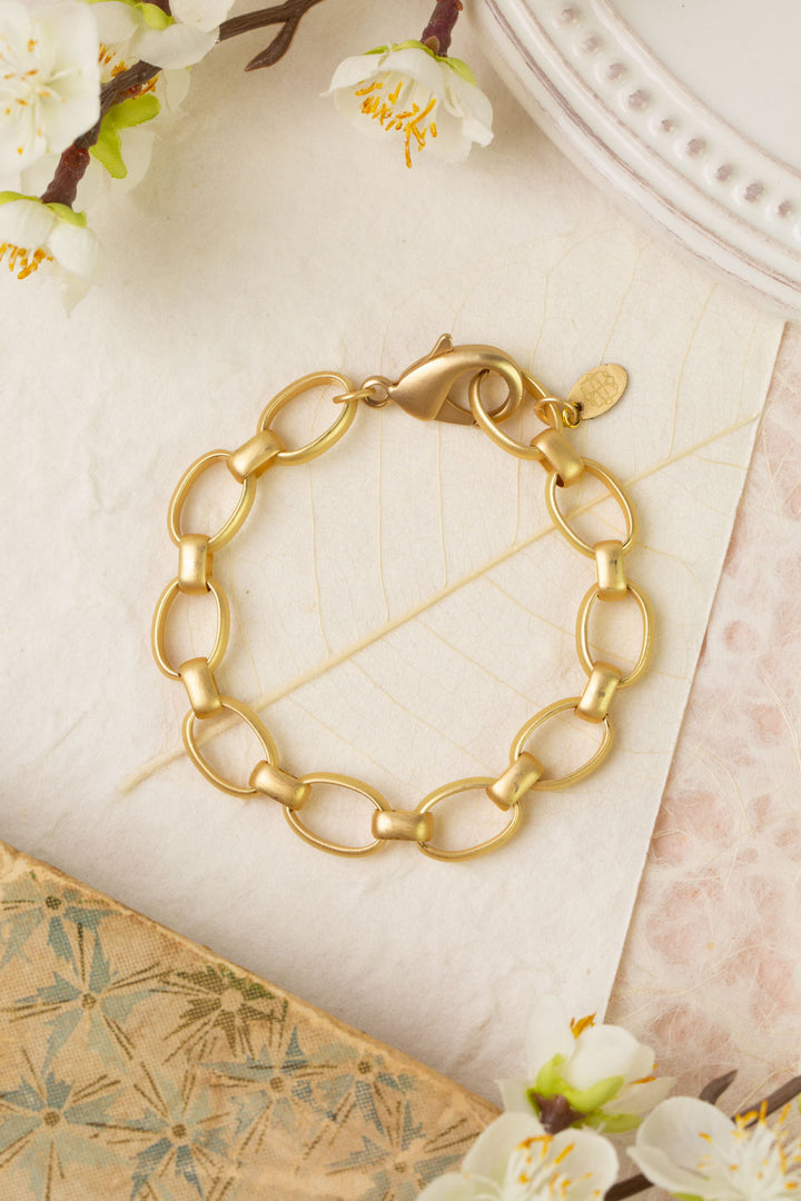 Contentment 8" Matte Gold Simple Bracelet