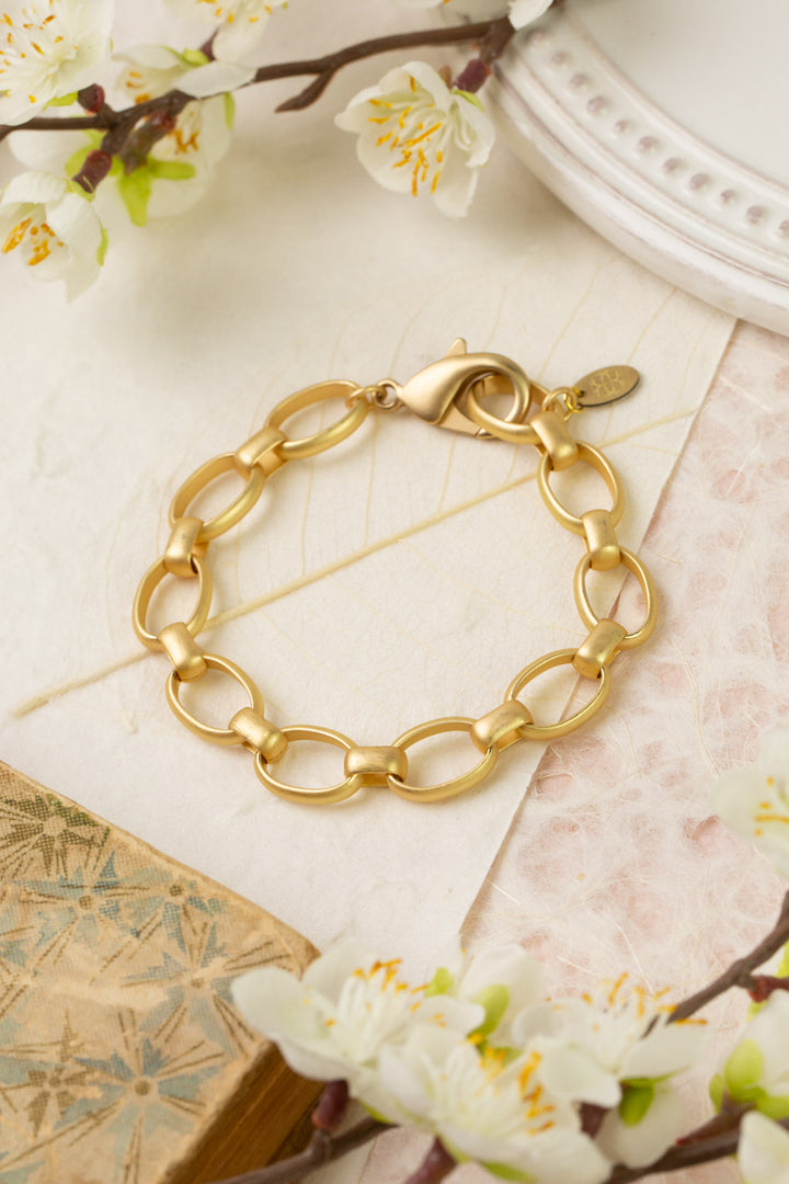 Contentment 8" Matte Gold Simple Bracelet