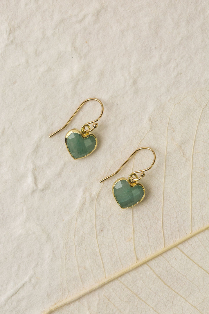 Contentment Green Aventurine Bezel Simple Earrings