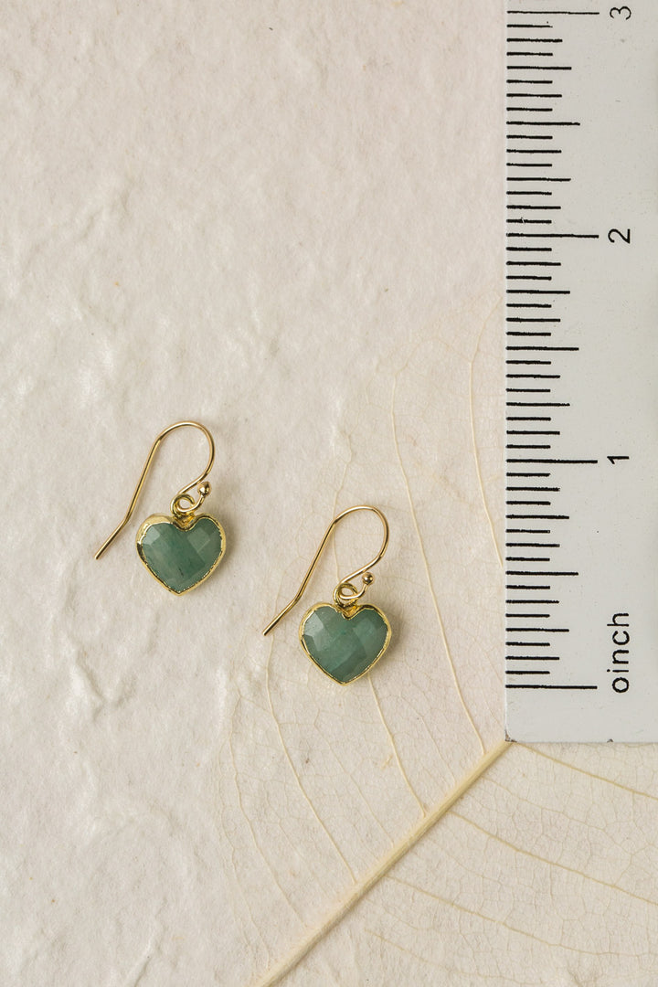 Contentment Green Aventurine Bezel Simple Earrings